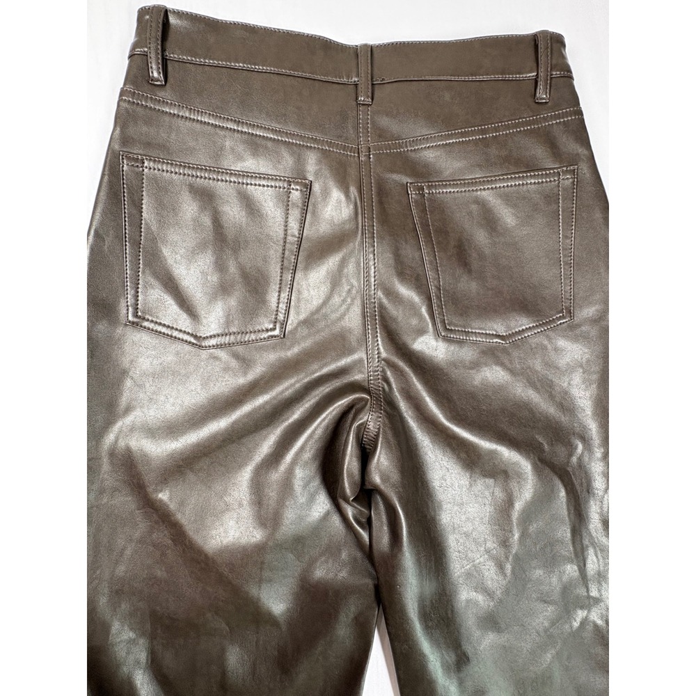 Wilfred Aritzia Melina Pant Vegan Leather High Rise Straight Leg Brown Size 6‎ - Picture 10 of 14